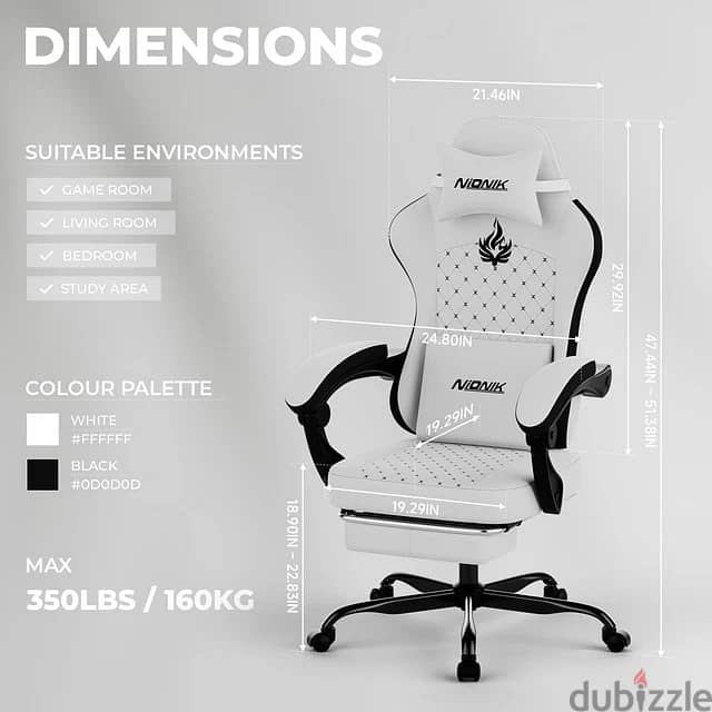 Gaming Chair with Massage Ergonomic PC Gaming Chair Computer Chair w 4