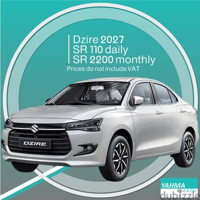 Suzuki Dzire 2027 GLX for rent in Riyadh - Free delivery monthly rent